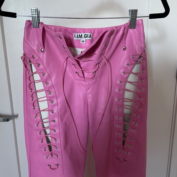 I.AM.GIA PINK FAUX LEATHER PANTS - Picture 3 of 3